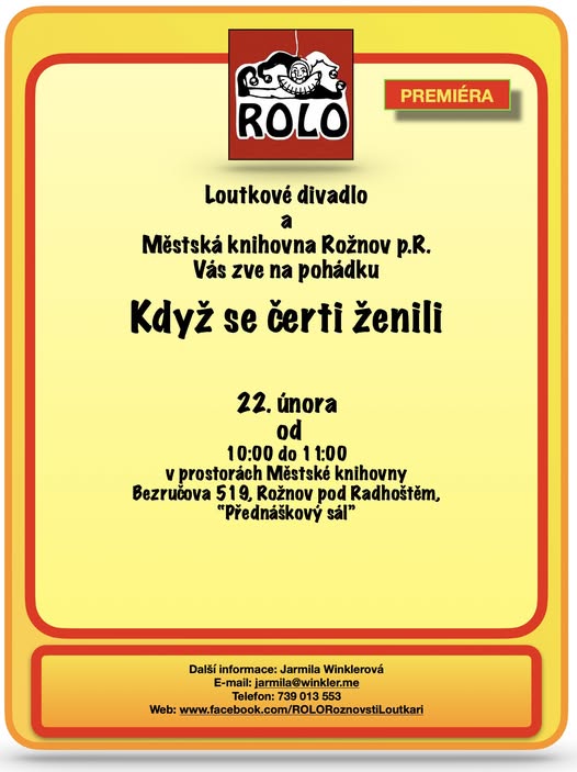 ROLO – Když se čerti ženili (premiéra) – změna termínu