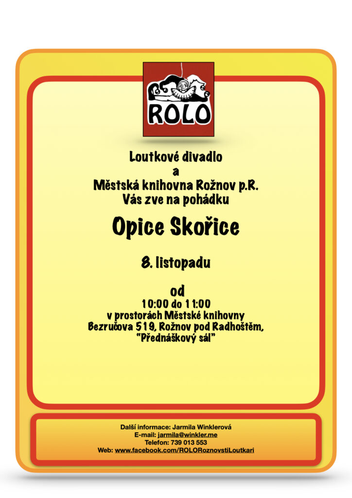 LOUTKOVÉ DIVADÉLKO ROLO: Opice Skořice